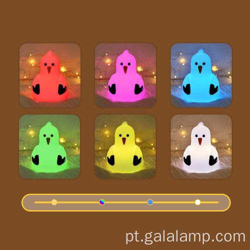 Lâmpada de silicone animal gaivota com luz de toque recarregável